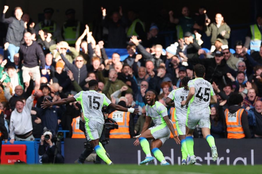 لاعبو مانشستر سيتي. (أ ف ب)