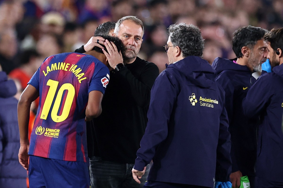 لامين يامال يتعرّض لإصابة قوية. (أ ف ب)