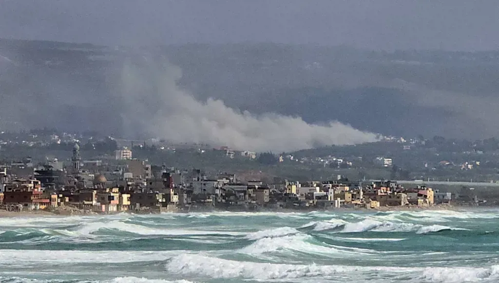 An Israeli airstrike on al-Haniyeh (AFP)