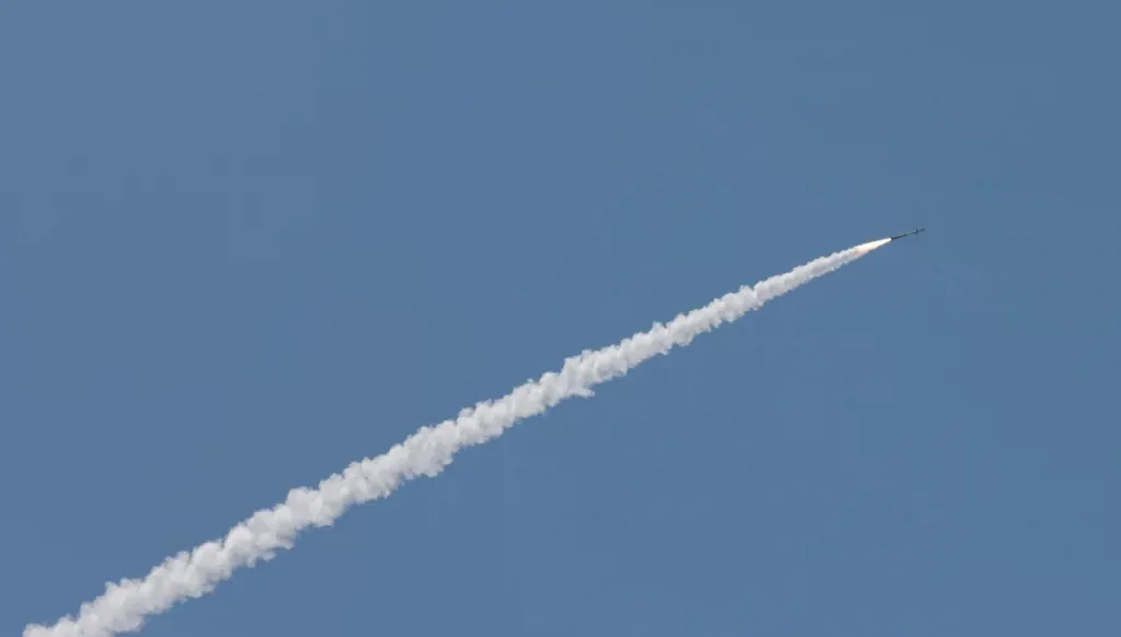 An interceptor missile in northern Upper Galilee. (AFP)