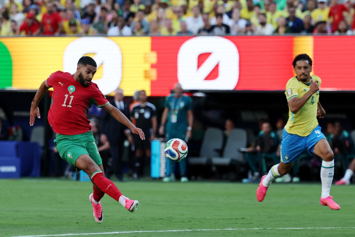 من مباراة المغرب والبرازيل. (أ ف ب)