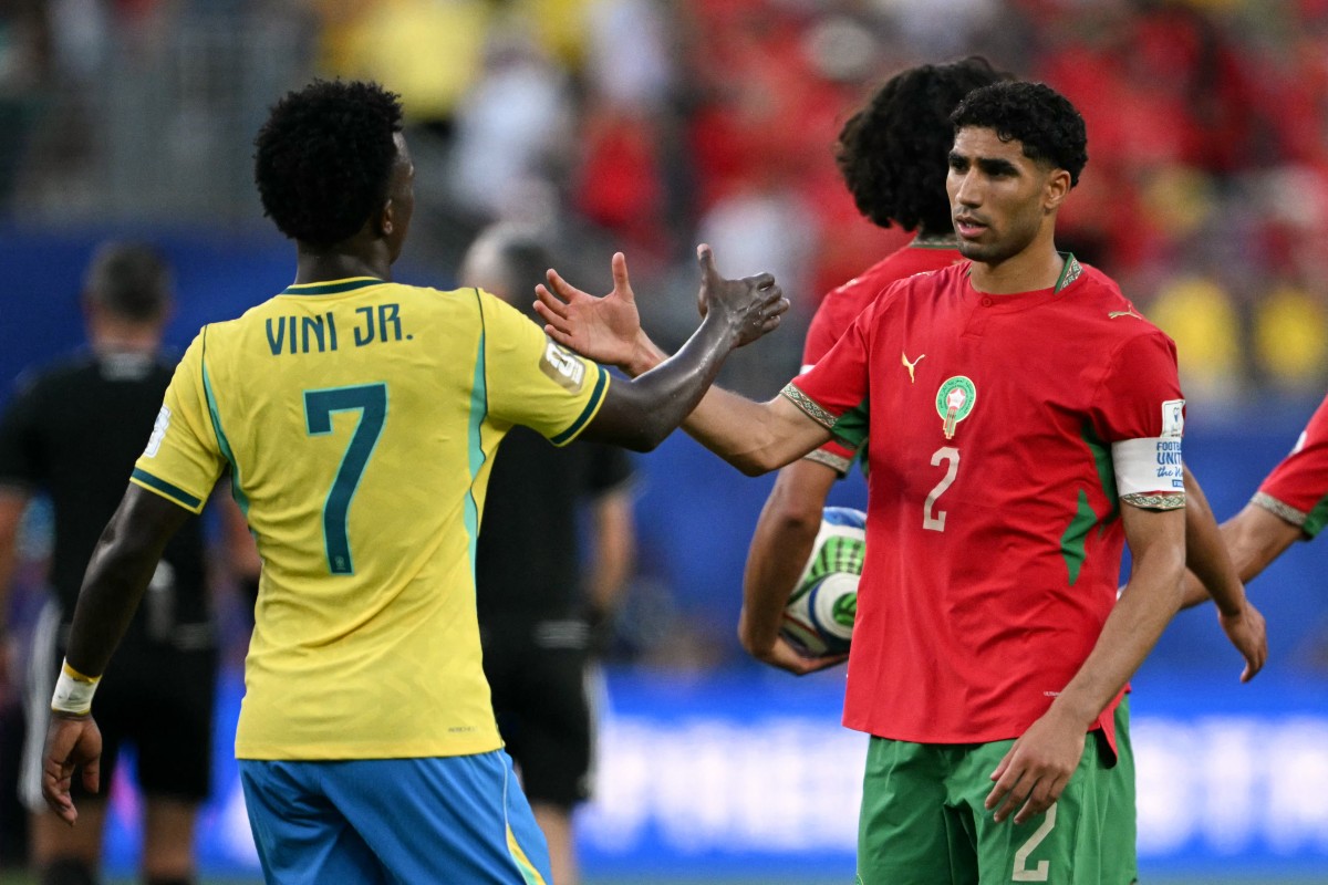 من مباراة المغرب والبرازيل. (أ ف ب)