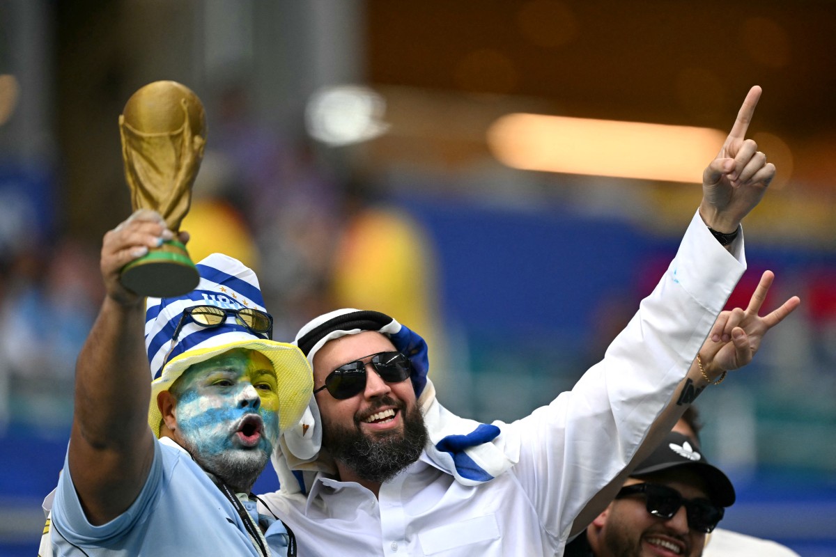 من مباراة أوروغواي والسعودية. (أ ف ب)