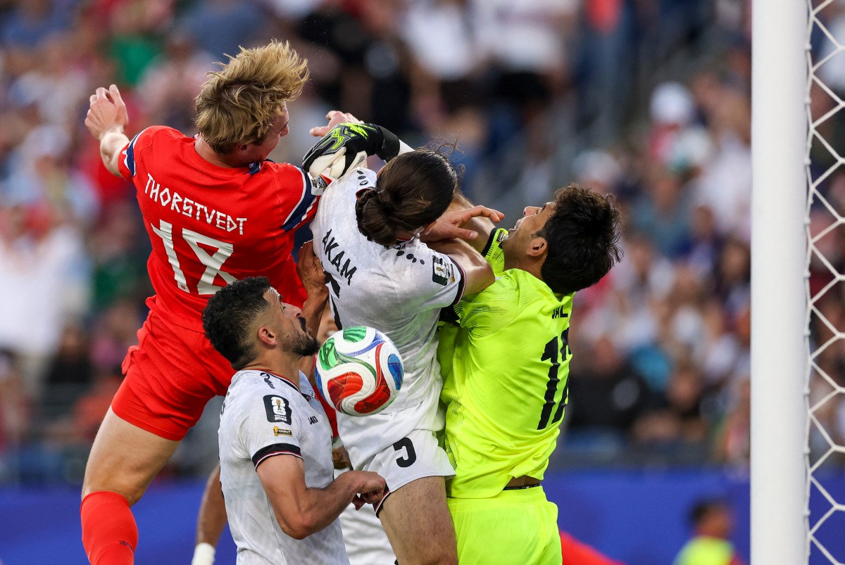 من مباراة العراق ضد النرويج في كأس العالم 2026. (أ ف ب)