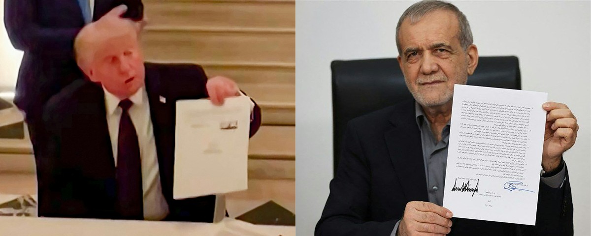 الرئيس الأميركي دونالد ترامب أثناء توقيع اتفاق مع إيران لإنهاء الحرب في الشرق الأوسط، داخل قصر فرساي. (أ ف ب)