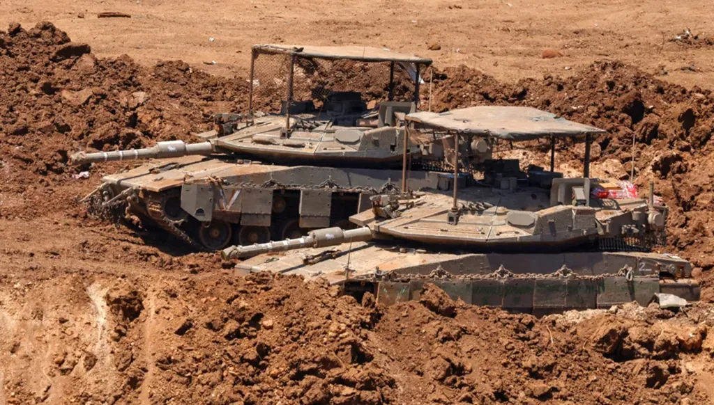 An Israeli tank in the Upper Galilee on the border with Lebanon (AFP).