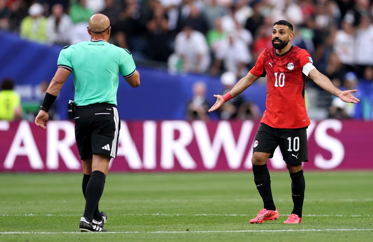 النجم المصري محمد صلاح خلال مواجهة إيران. (أ ف ب)