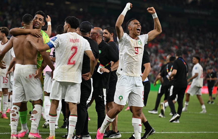 لاعبو المغرب. (أ ف ب)