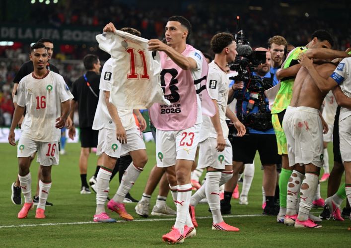 لاعبو المغرب. (أ ف ب)