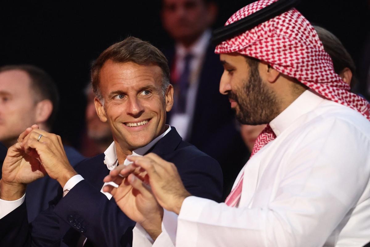ماكرون يستضيف ولي العهد السعودي في الحفل الختامي لبطولة كأس العالم للرياضات الإلكترونية التي تُنظّمها باريس  (أف ب).