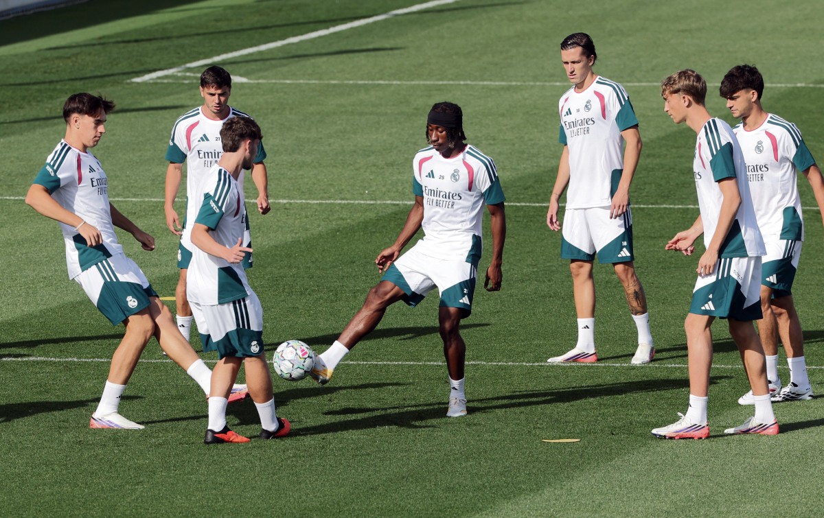 من تدريبات ريال مدريد. (أ ف ب)