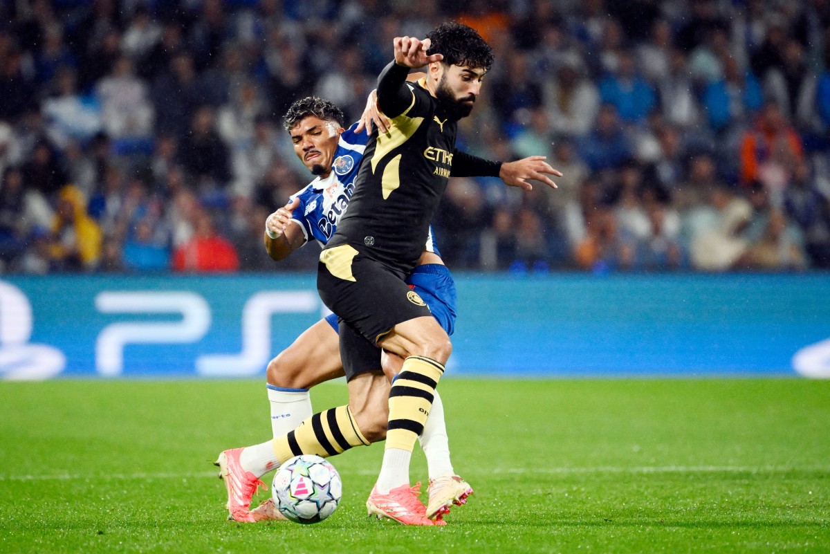 من مباراة مانشستر سيتي وبورتو في دوري أبطال أوروبا. (أ ف ب)