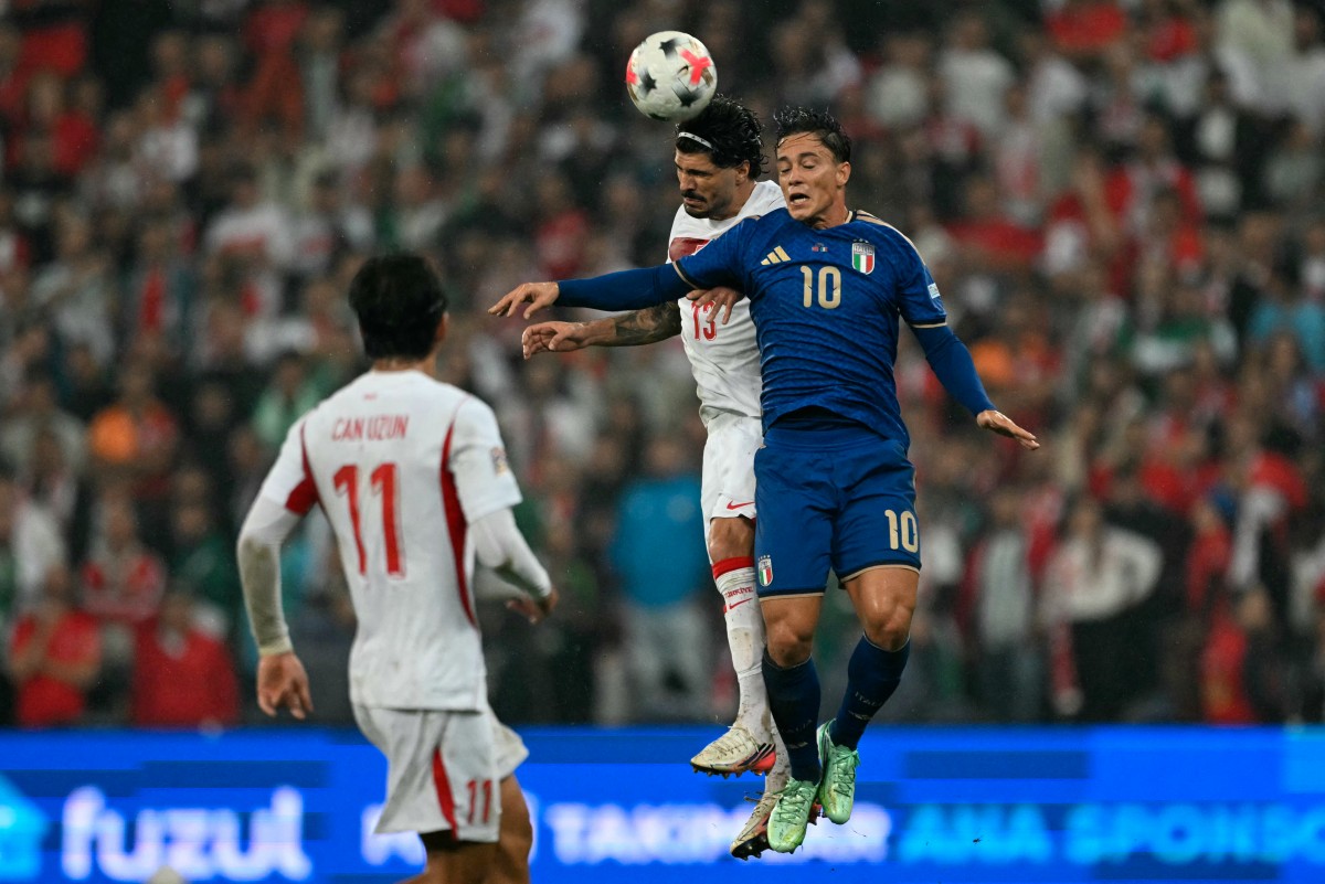 من مباراة إيطاليا وتركيا ذهاباً في دوري الأمم الأوروبية. (أ ف ب)