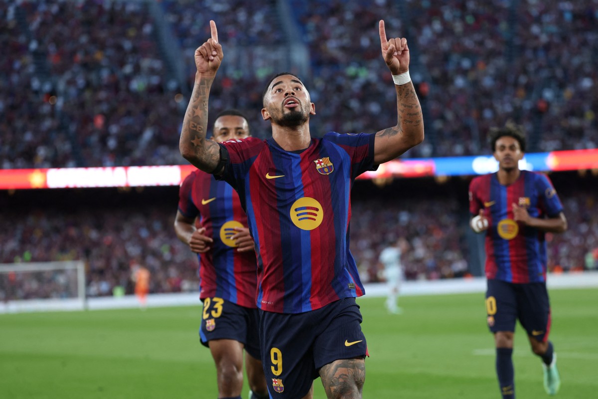 لاعب برشلونة غابرييل خيسوس. (أ ف ب)