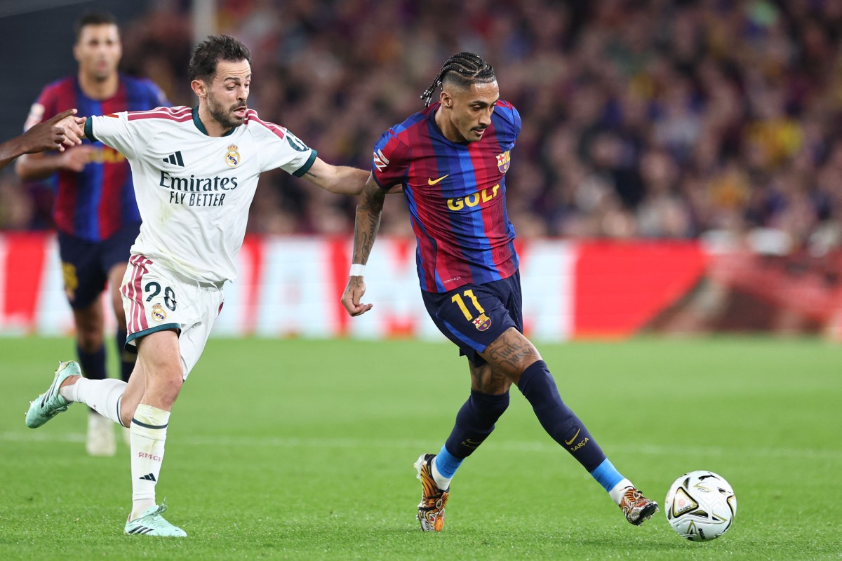 من مباراة برشلونة وريال مدريد. (أ ف ب)