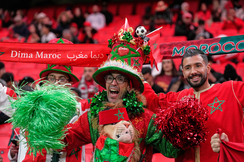 Morocco fans wait for the start of the Africa Cup of Nations group A soccer match between Zambia and Morocco in Rabat, Morocco, Monday, Dec. 29, 2025. (AP Photo/Themba Hadebe)