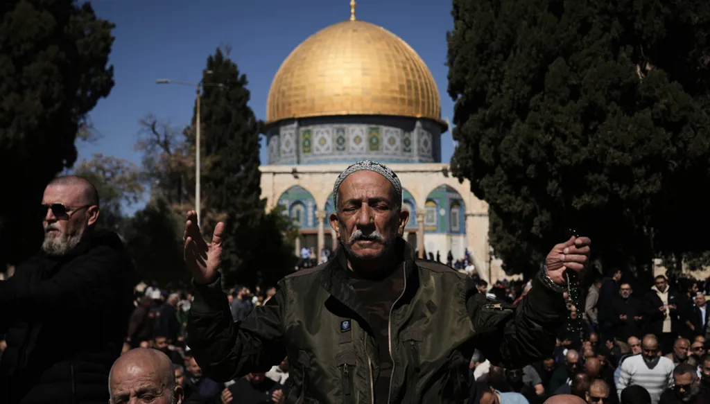 Ramadan's first Friday prayers are held at Jerusalem's Al-Aqsa Mosque (AP)