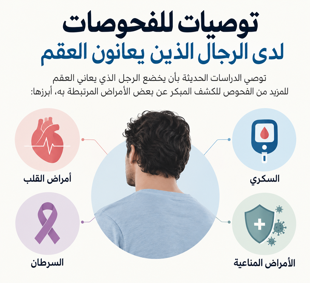 توصيات للفحوصات لدى الرجال الذين يعانون من العقم (مولّدة بالذكاء الإصطناعي)