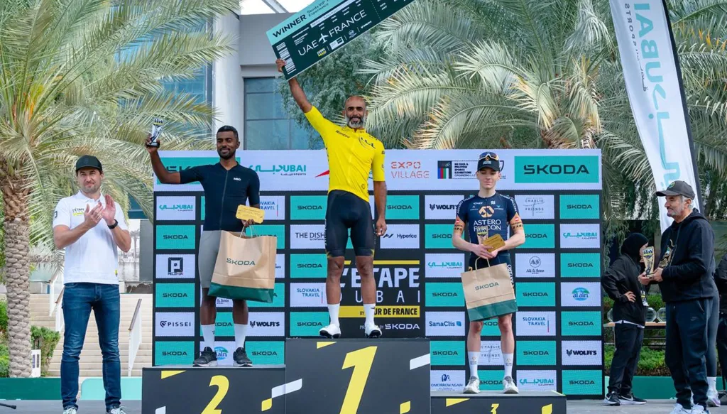 الإماراتي ماجد البلوشي وكارولينا كارلسون يتوّجان بلقب "لي تاب دبي للدرّاجات الهوائية"