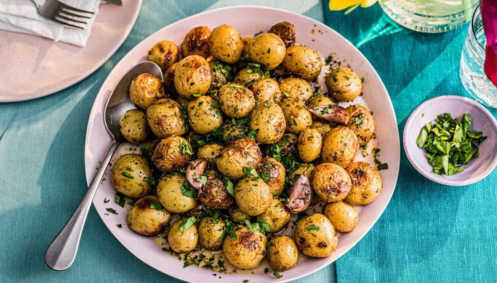 البطاطس الصغيرة المشوية بتتبيلة الزعتر والليمون
