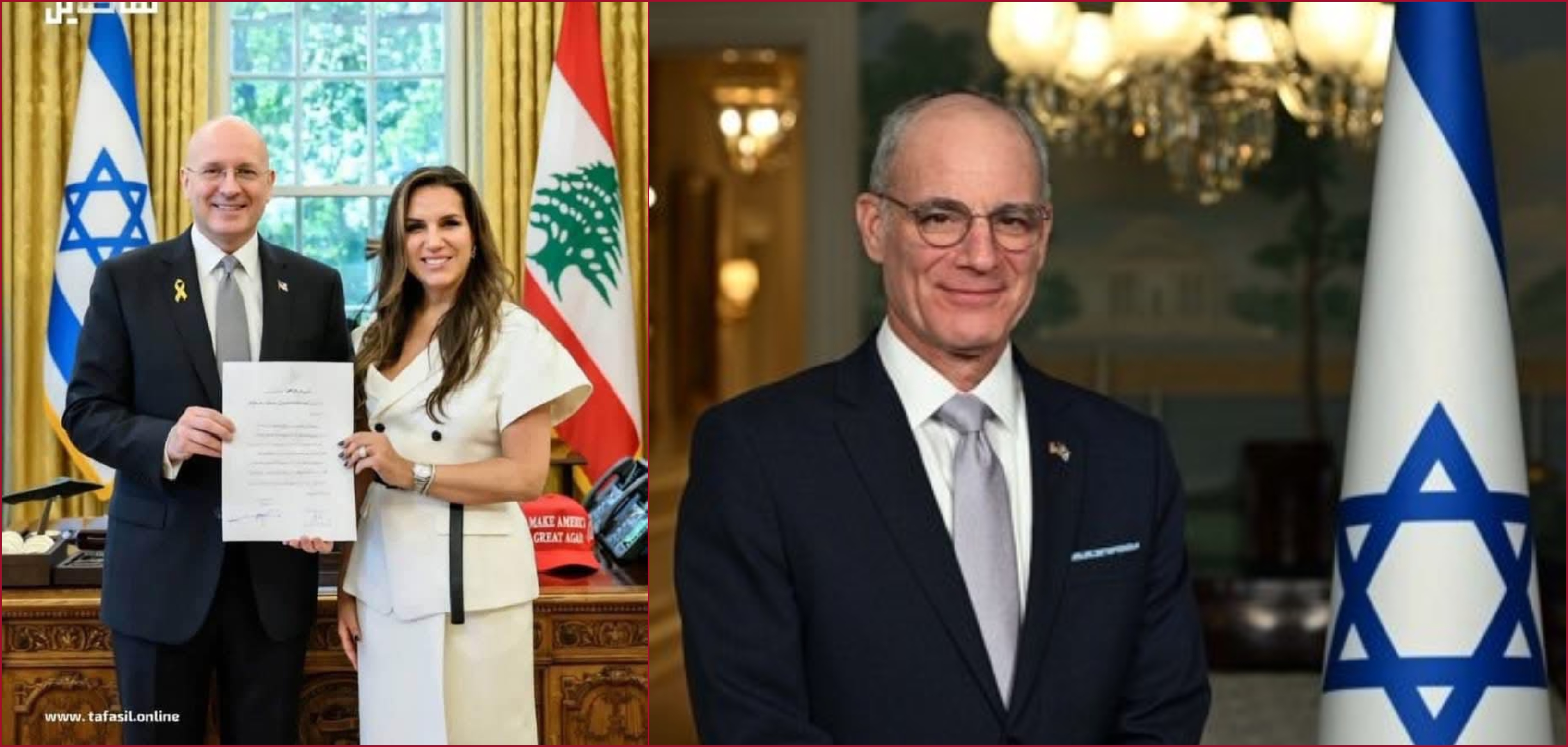 مقارنة بين السفير الاسرائيلي في واشنطن (الى اليمين- اكس)، والرجل في الصورة الزائفة