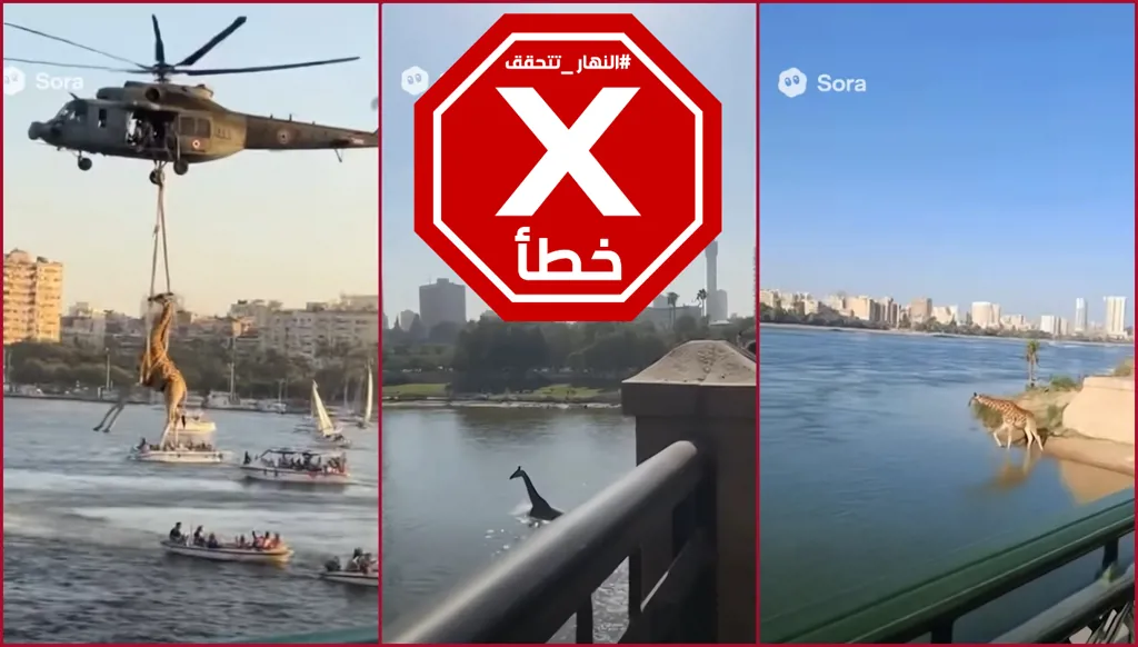 زرافة في النيل... ومصر ترسل مروحية لإنقاذها؟ النهار تتحقق FactCheck