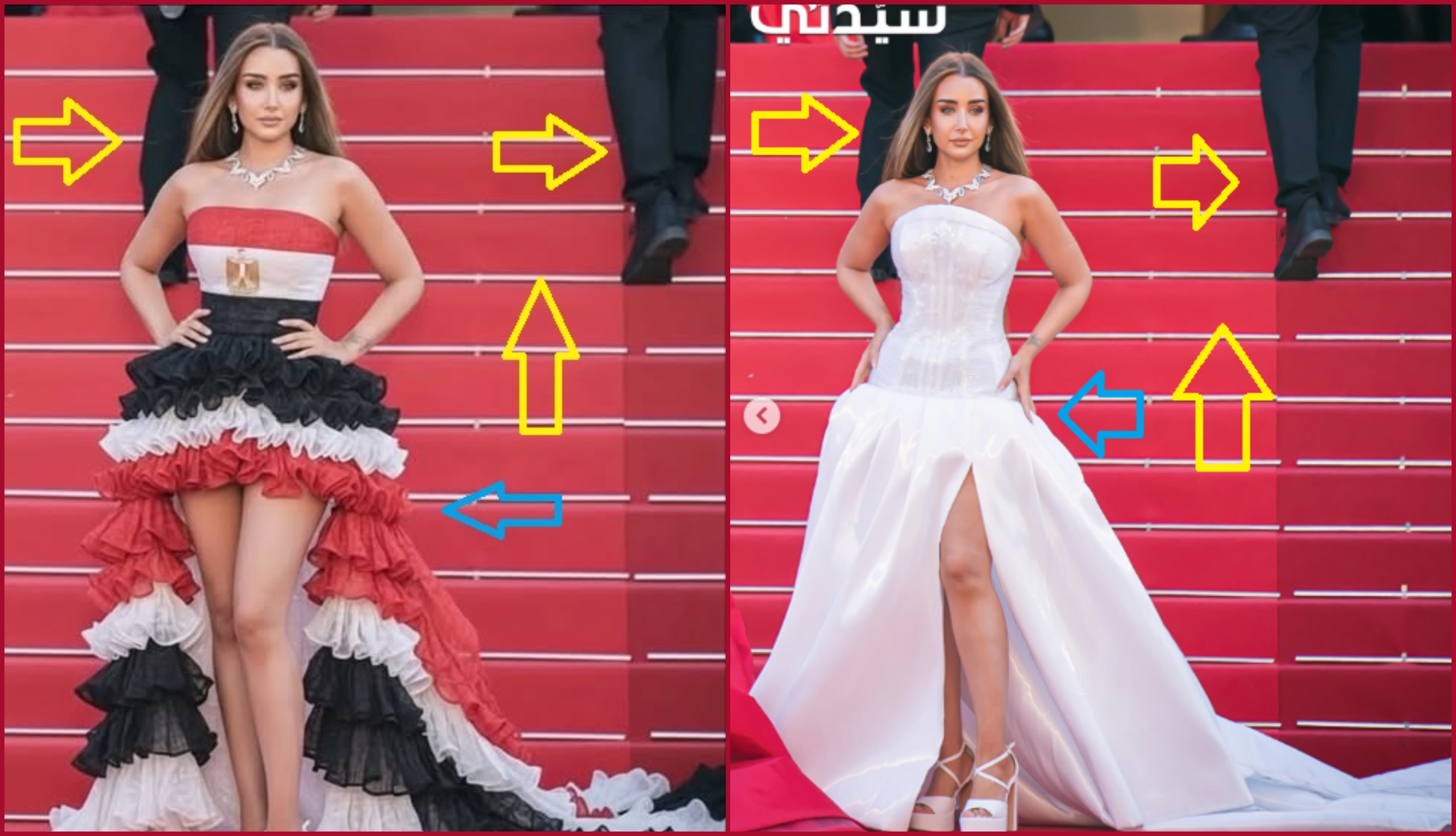 مقارنة بين الصورتين الاصلية (الى اليمين) والمتناقلة (الى اليسار)