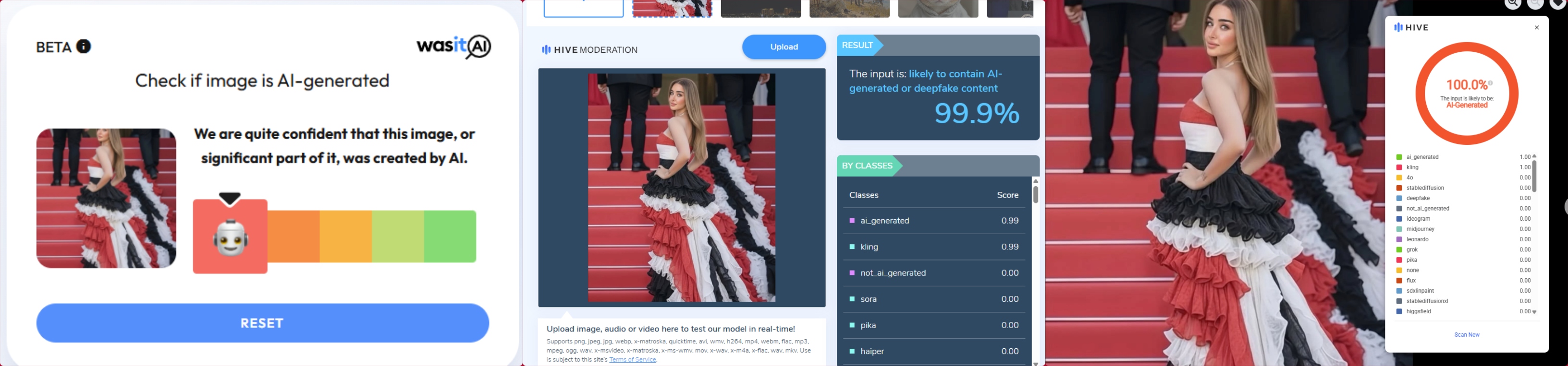 نتيجة فحص احدى الصور في مواقع متخصصة بكشف التزييف