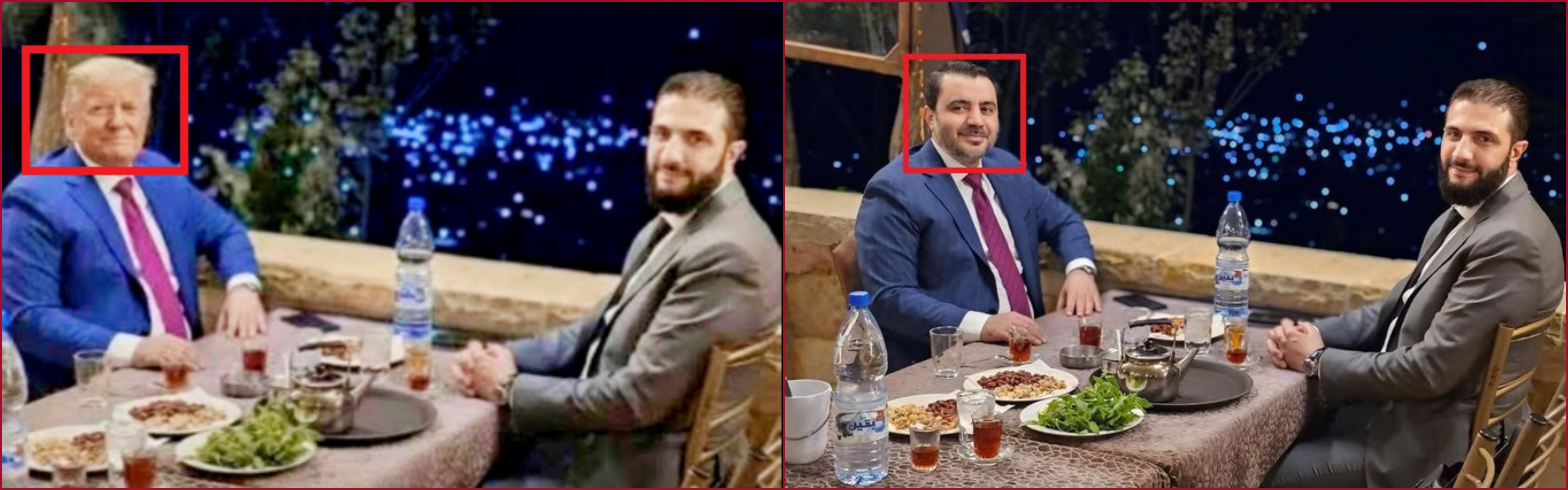 مقارنة بين الصورتين الاصلية (الى اليمين) والزائفة (الى اليسار)