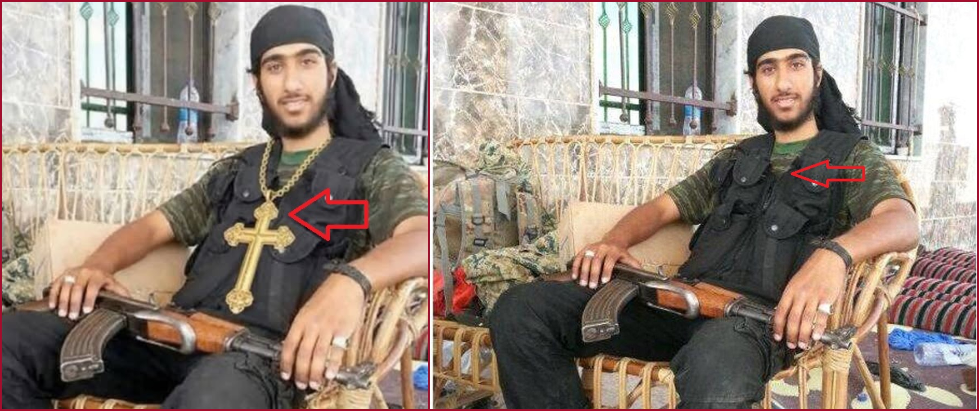 مقارنة بين الصورتين الاصلية (الى اليمين) والمعدلة (الى اليسار)