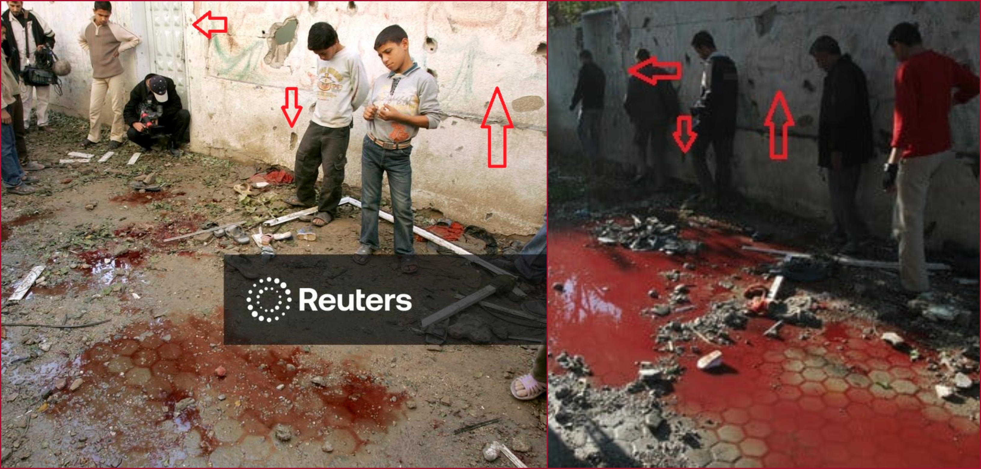 مقارنة بين صورتي وسام صالح (الى اليمين)، ورويترز (الى اليسار)