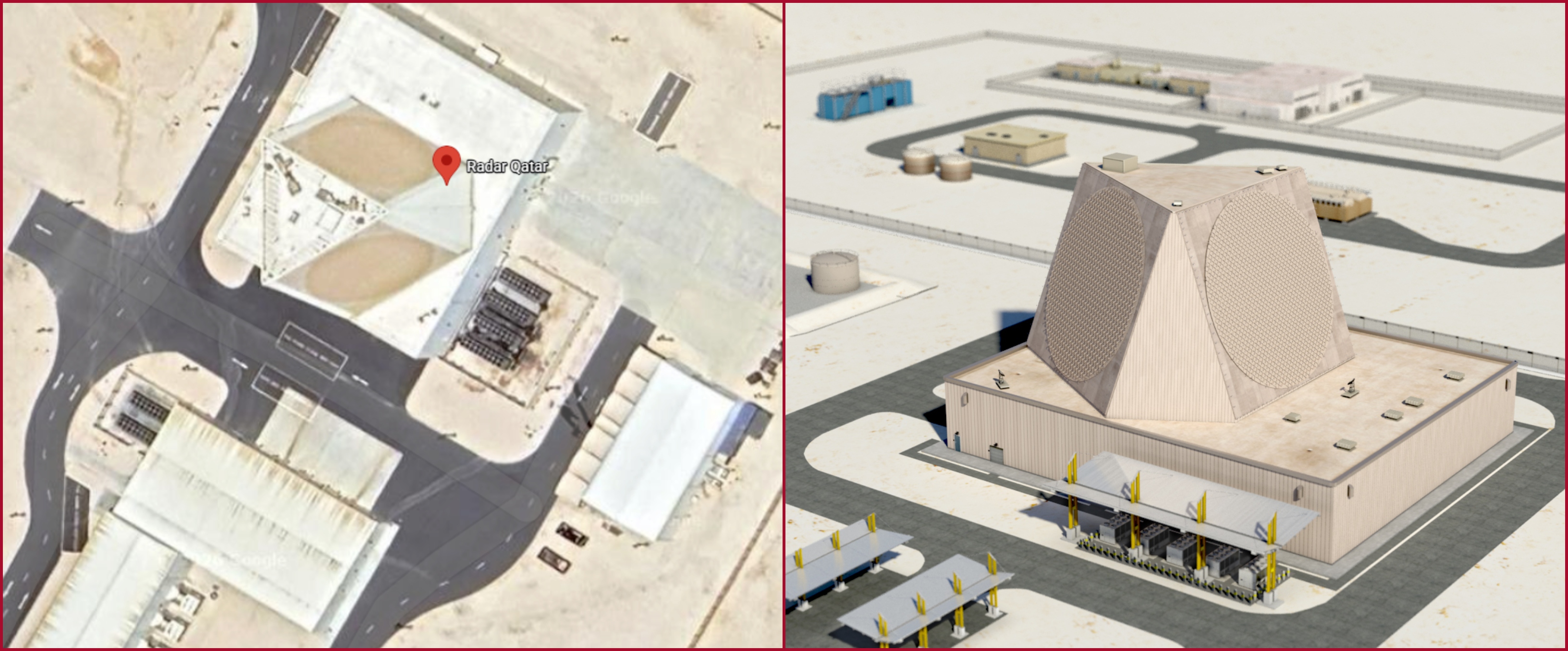 مقارنة بين تصميم رايثيون ولقطة من غوغل مابس