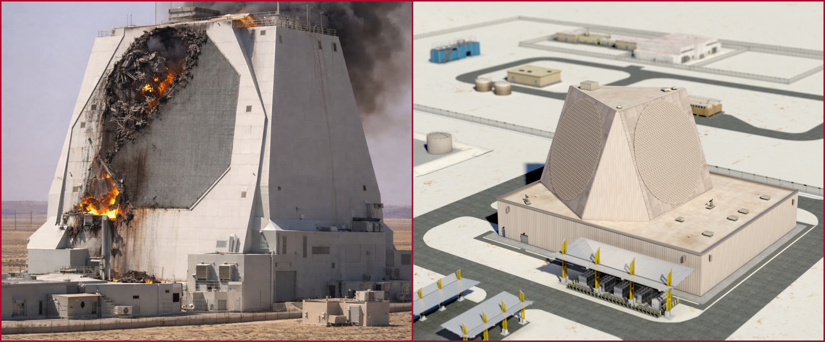 مقارنة بين تصميم رايثيون (الى اليمين) والصورة المتناقلة (الى اليسار)