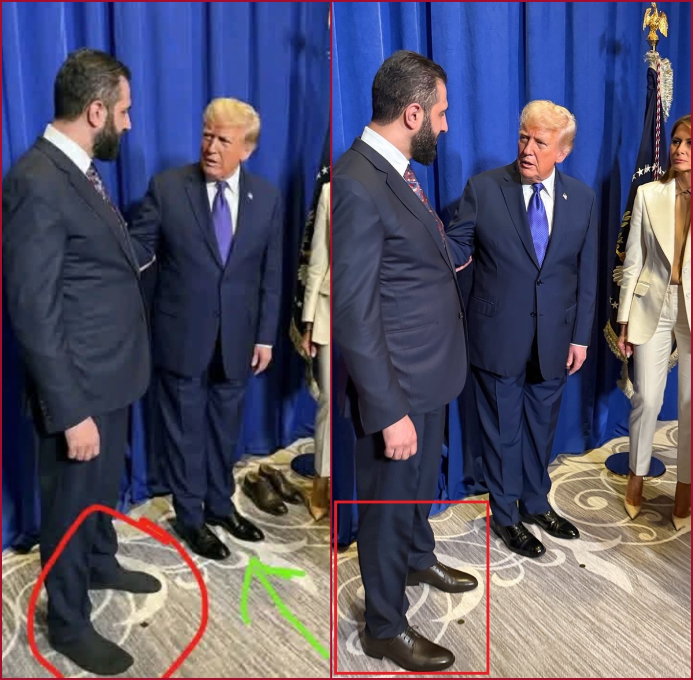 مقارنة بين الصورتين الاصلية (الى اليمين) والمعدلة (الى اليسار)