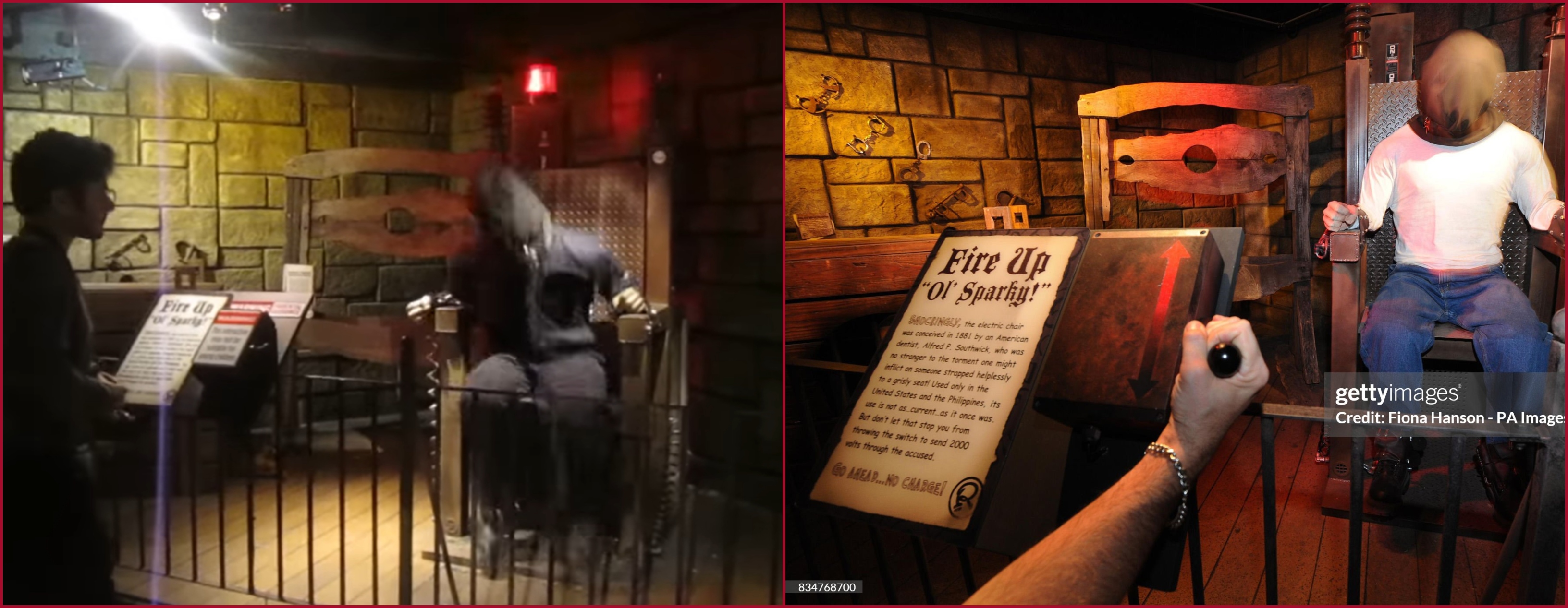  مقارنة بين صورة وكالة غيتي ايماجيز (الى اليمين) ولقطة من الفيديو (الى اليسار)