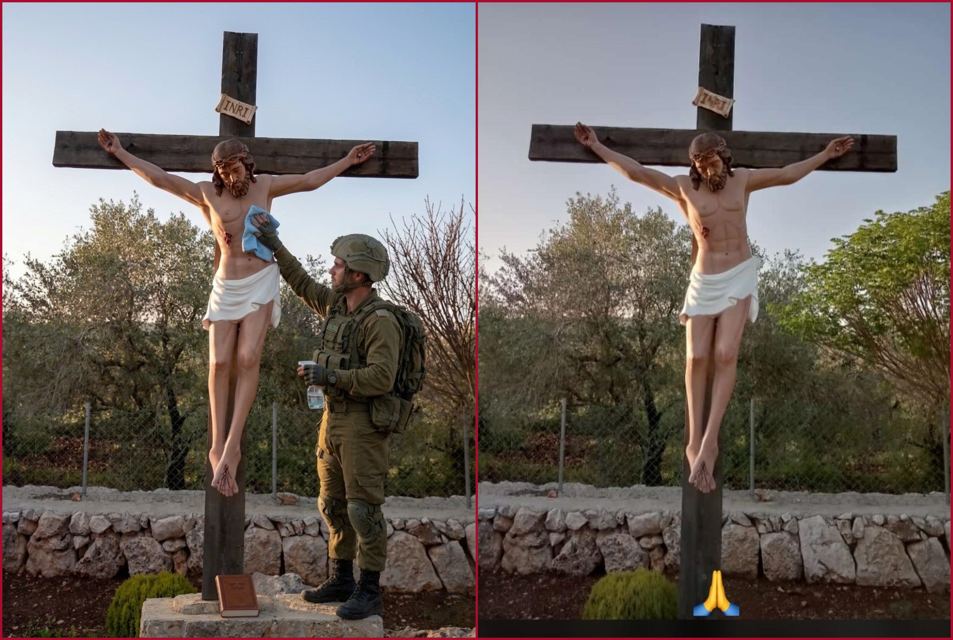 مقارنة بين صورة Debel alerts (الى اليمين) وصورة متناقلة (الى اليسار)