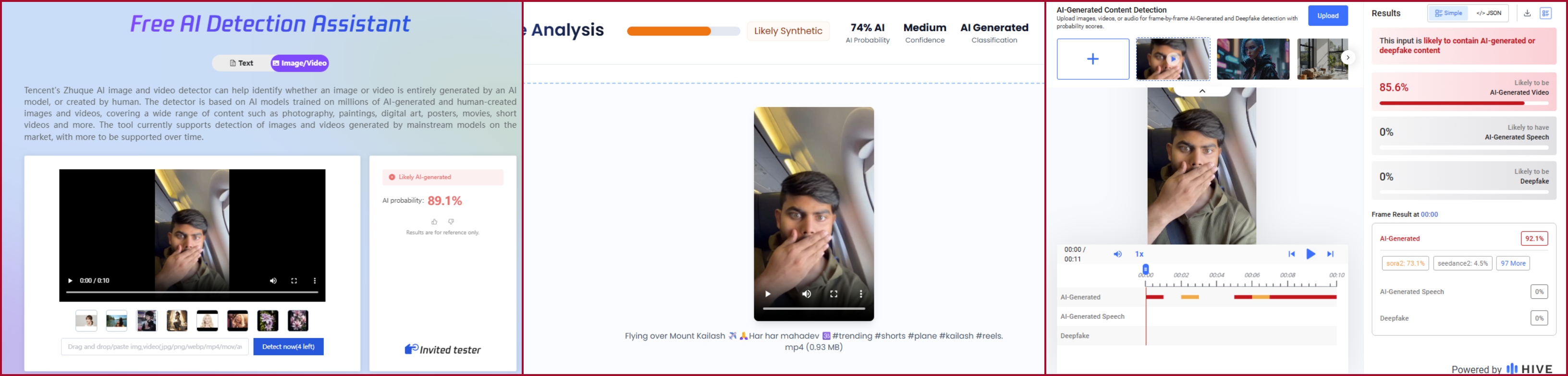نتيجة فحص الصورة في مواقع متخصصة بكشف التزييف