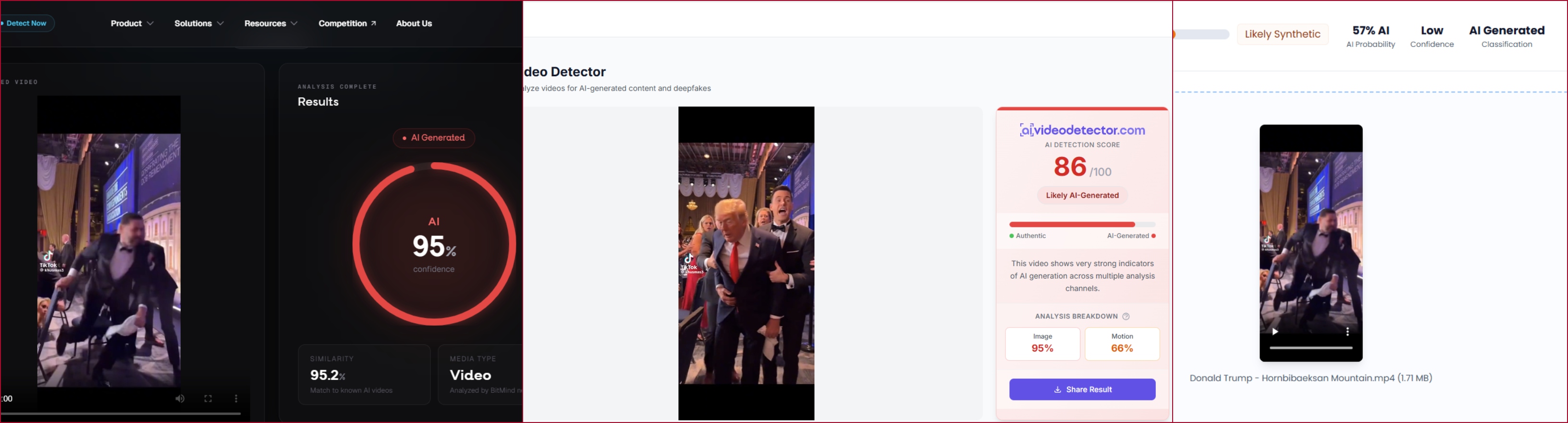 نتيجة فحص الصورة في مواقع متخصصة بكشف التزييف