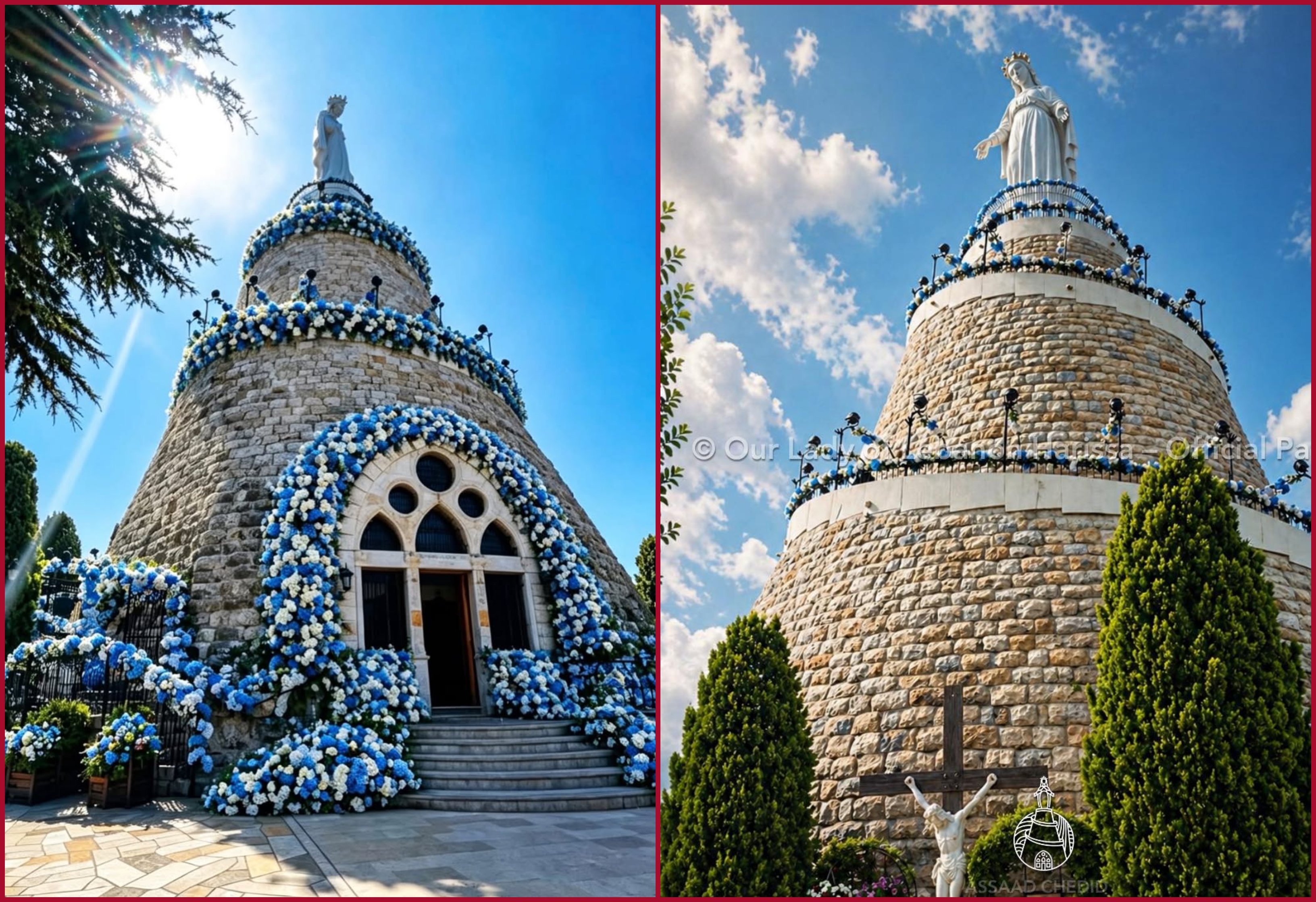 مقارنة بين صورة حقيقية نشرها المزار في صفحته في الفايسبوك (الى اليمين) والصورة المتناقلة (الى اليسار)