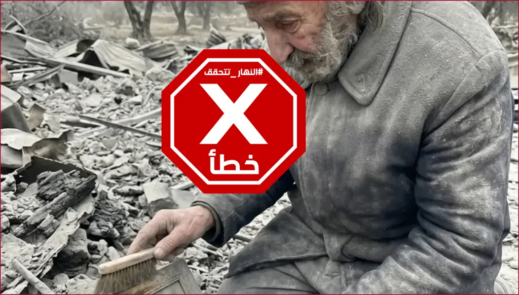 حسان عياش... صورة وسط الركام بحثاً عن الذكريات؟ النهار تتحقق FactCheck