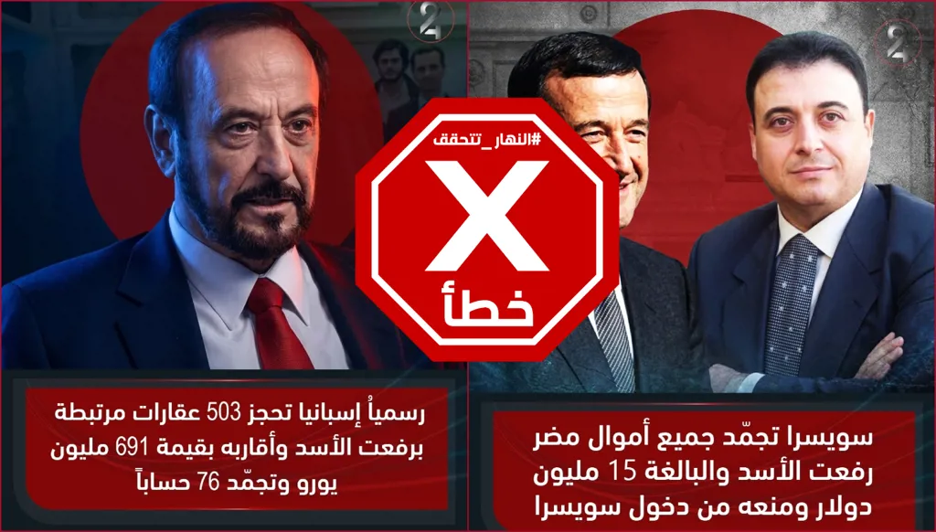 سويسرا تدرج ابن رفعت الأسد في قائمة العقوبات؟ وإسبانيا تجمد أموال العائلة؟ النهار تتحقق FactCheck