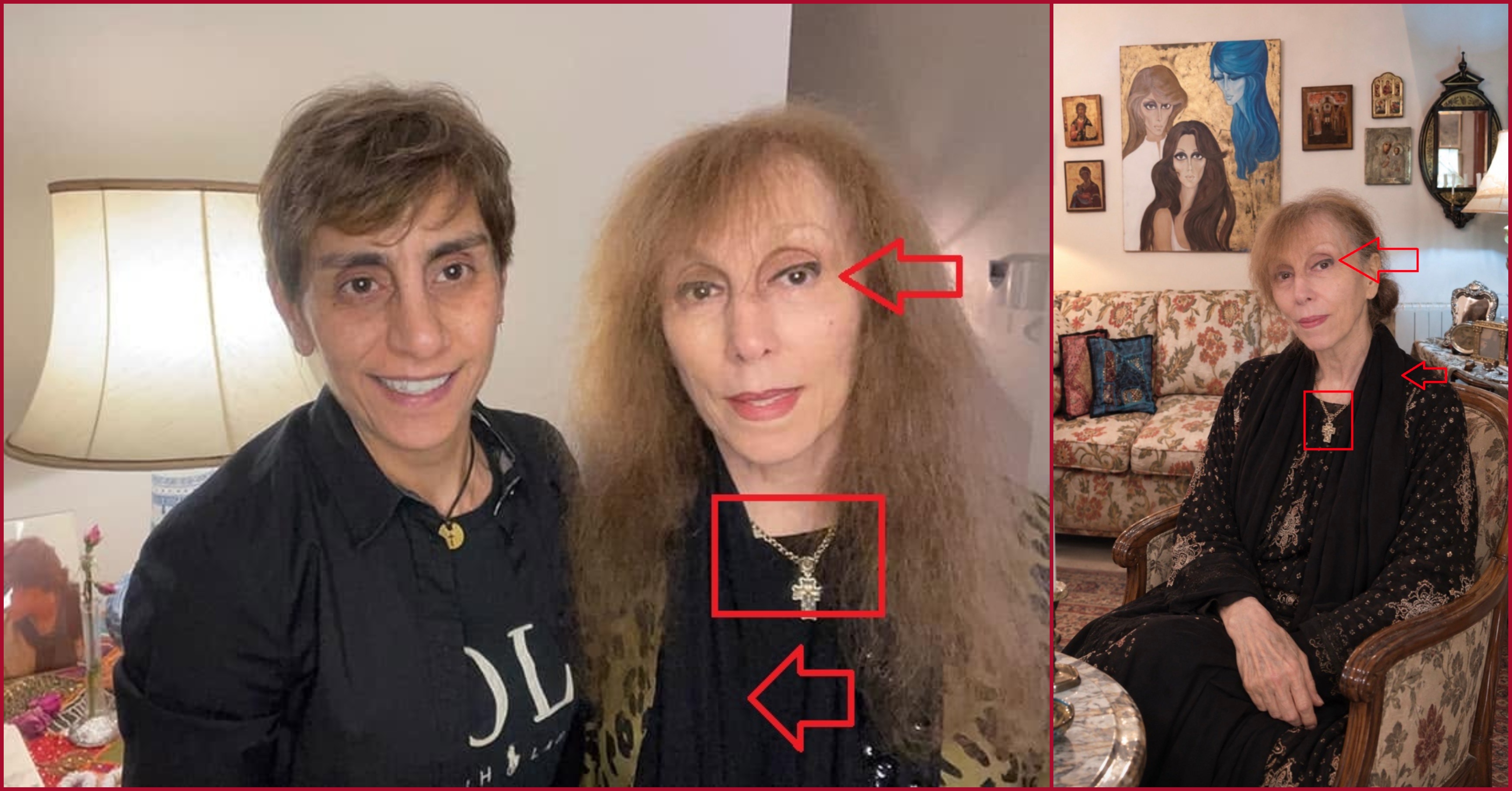 مقارنة بين الصورة الاصلية للسيدة فيروز (الى اليسار) والصورة الزائفة (الى اليمين)
