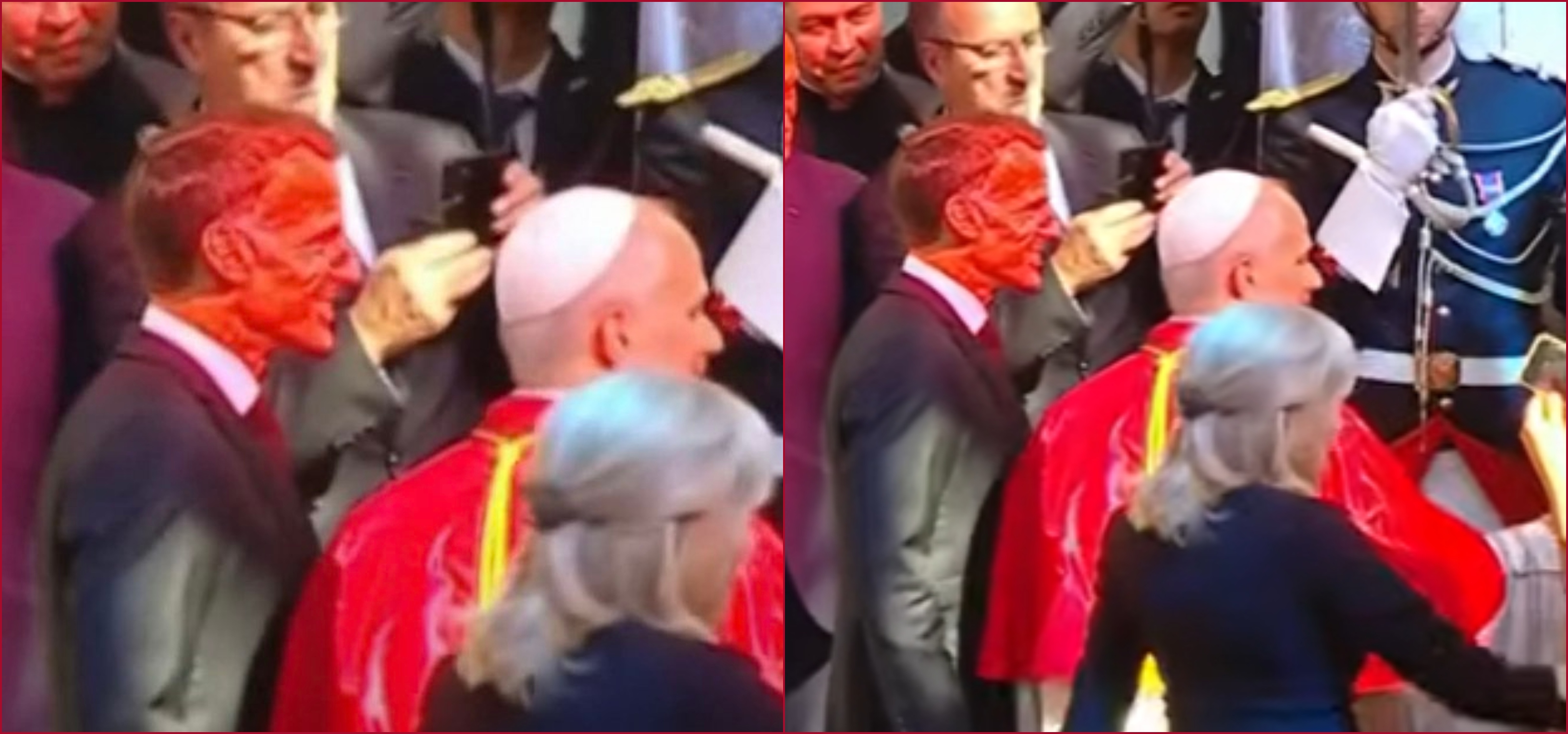 مقارنة بين فيديو قصر الاليزيه (الى اليمين)، والصورة المتداولة (الى اليسار).