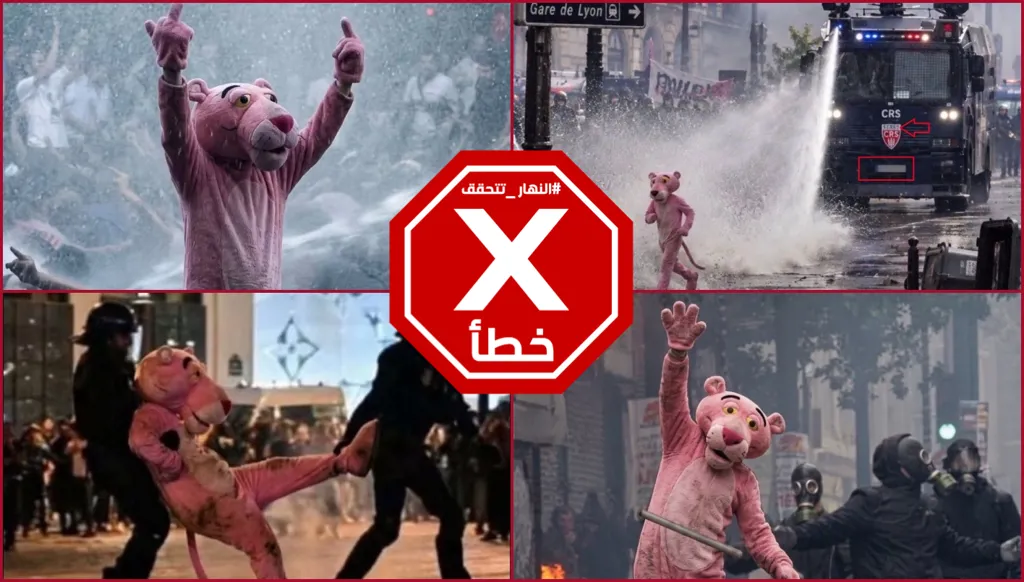 النمر الوردي "نجم" احتجاجات فرنسا... حقيقة هذه الصور التي أثارت تفاعلاً واسعاً | النهار تدقق FactCheck
