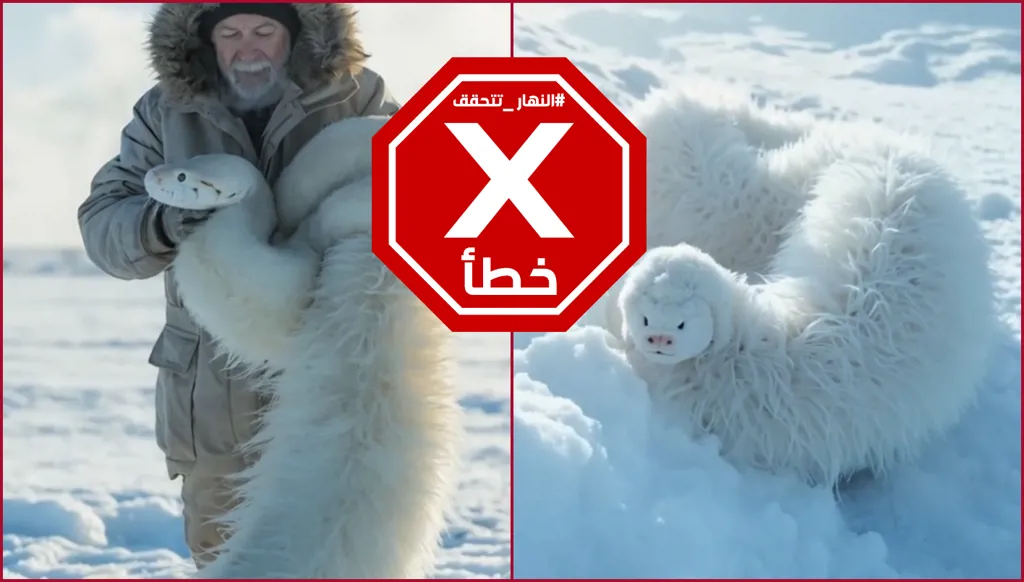 هذا الفيديو للعثور على أول ثعبان في العالم مغطى بالفرو الأبيض مولد بالذكاء الاصطناعي FactCheck#
