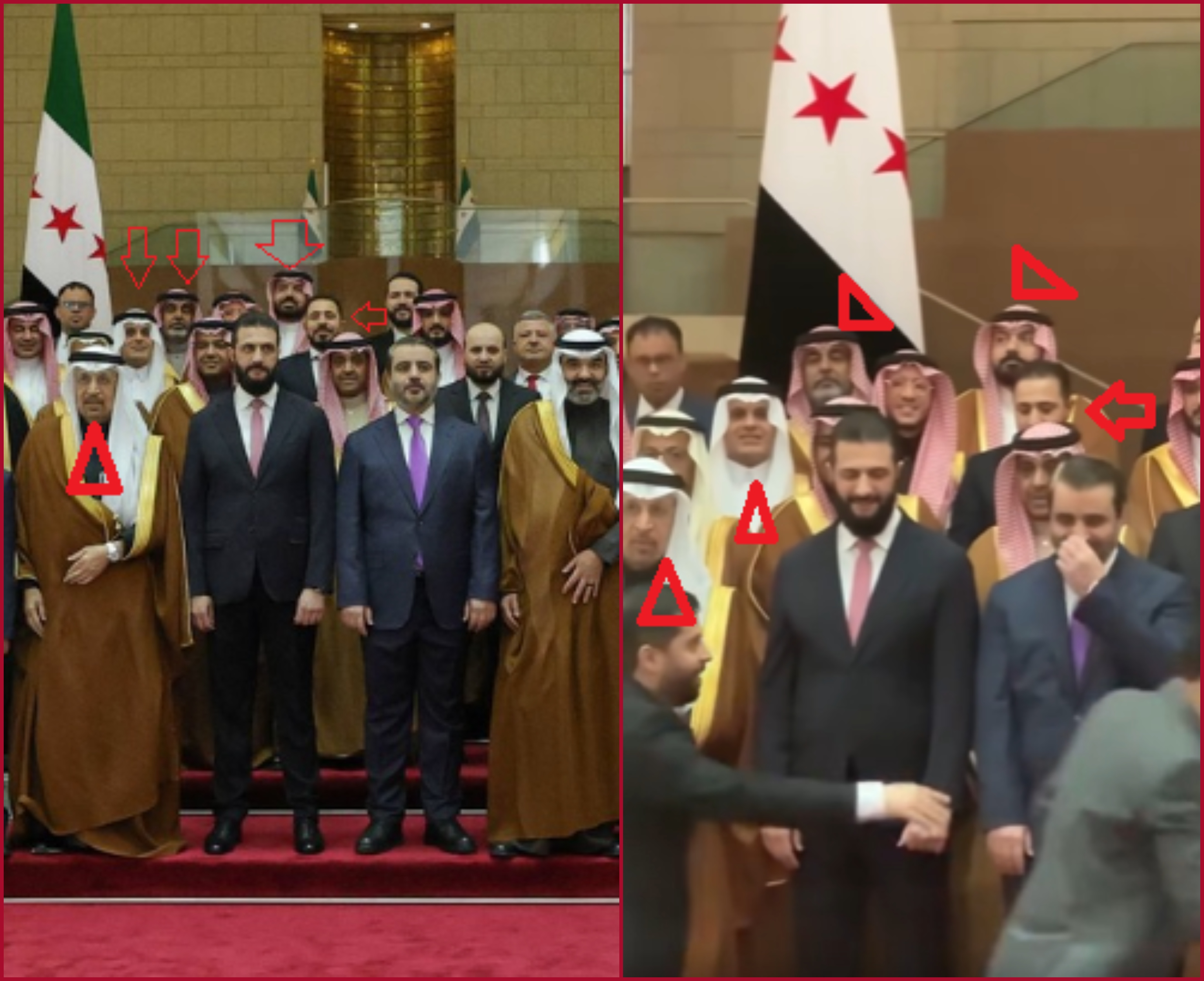 مقارنة بين لقطة من الفيديو الاصلي (الى اليمين) ولقطة من الصورة الجماعية (الى اليسار)