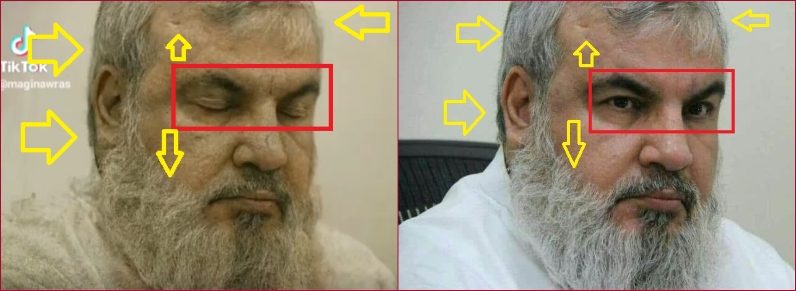 مقارنة بين الصورتين الاصلية (الى اليمين) والمعدلة (الى اليسار)