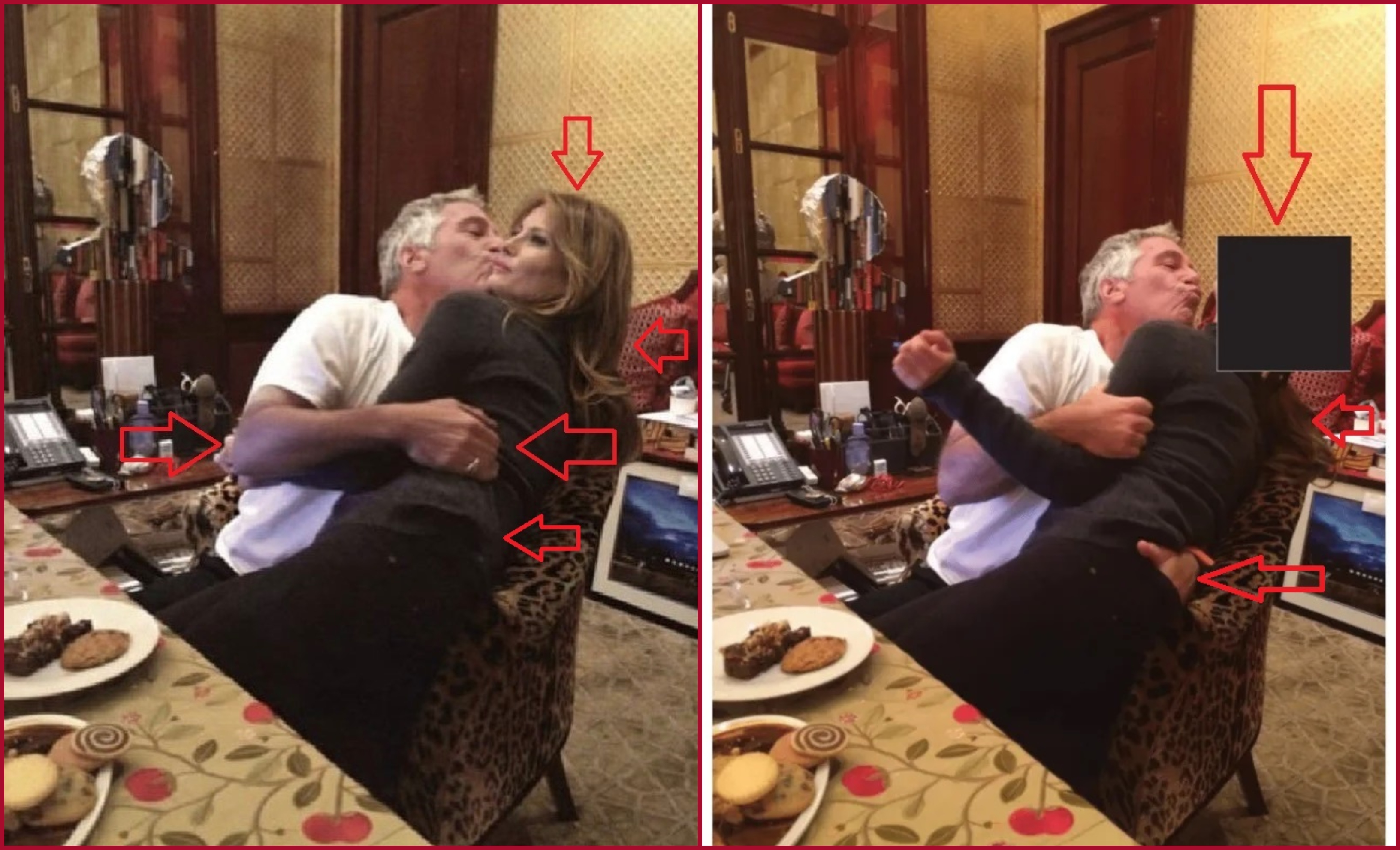 مقارنة بين الصورتين الاصلية (الى اليمين) والمعدلة (الى اليسار)