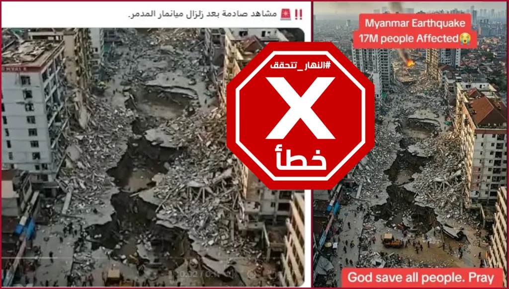 هذه المشاهد الصادمة بعد زلزال بورما غير حقيقية FactCheck#