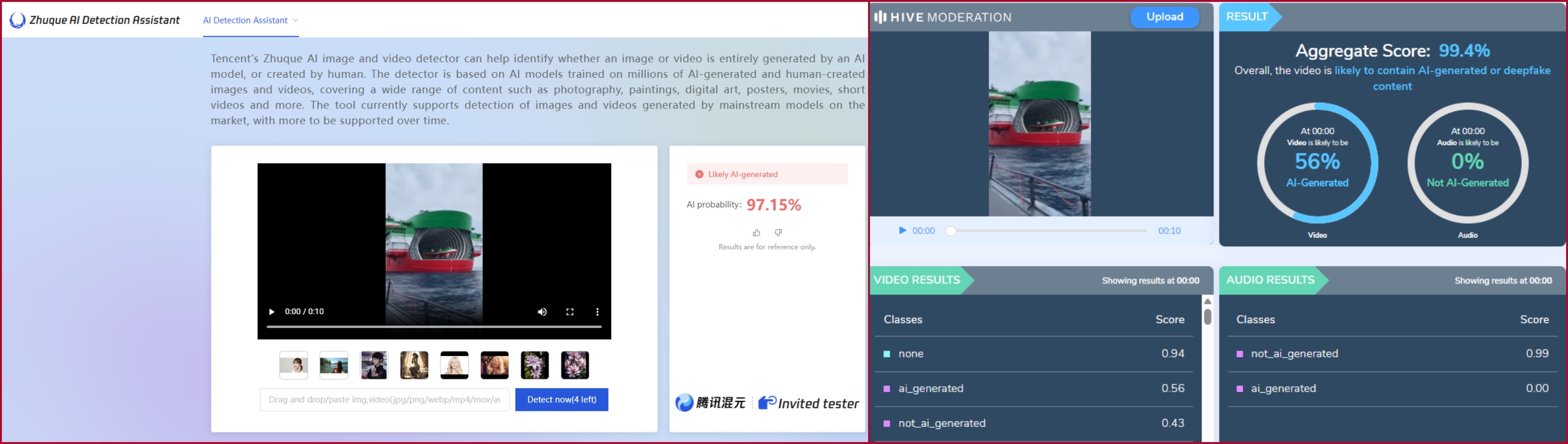 نتيجة فحص الصورة في مواقع متخصصة بكشف التزييف